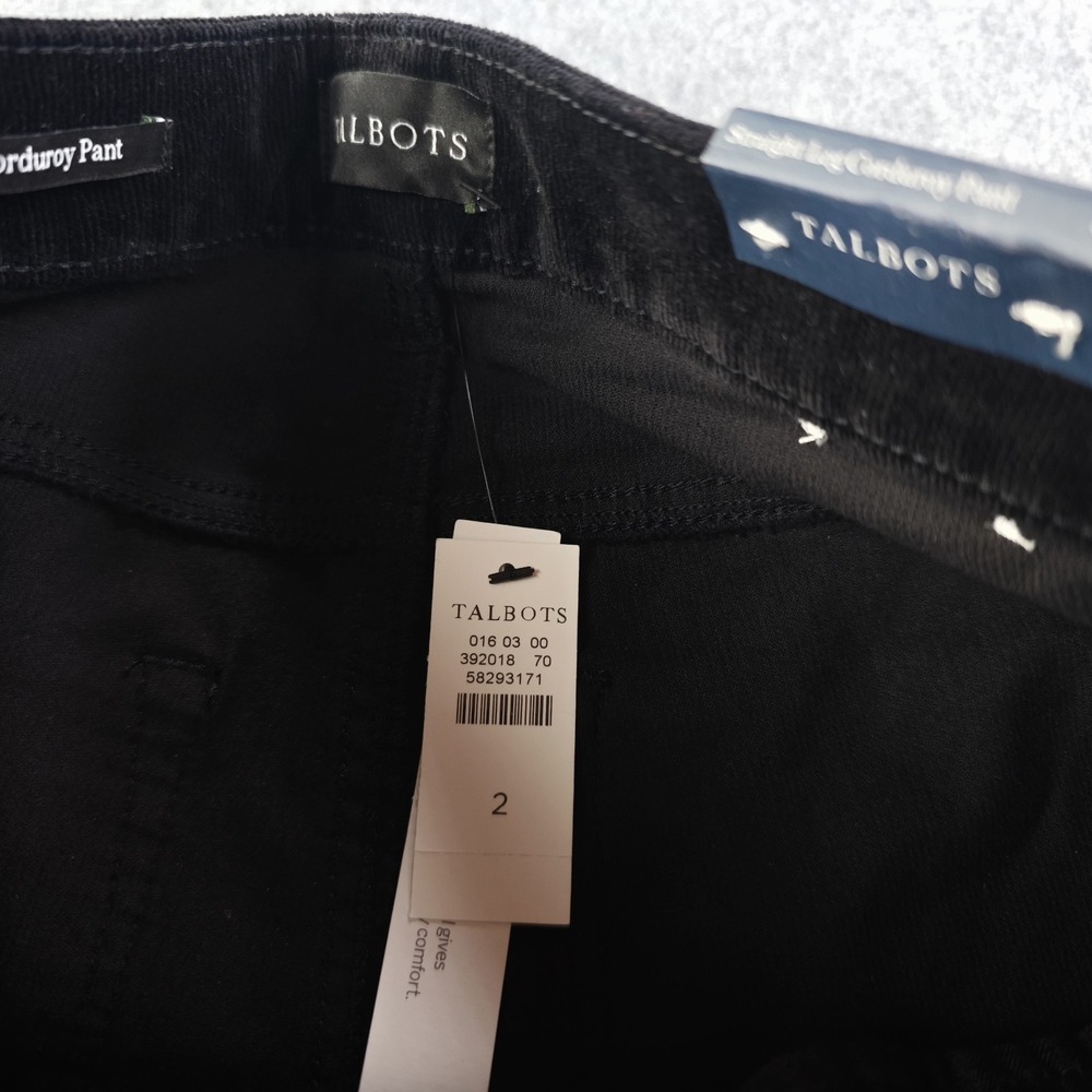 Talbots Straight Leg Corduroy Pants Women's 2 Black High Waist Slim NWT - Picture 7 of 12